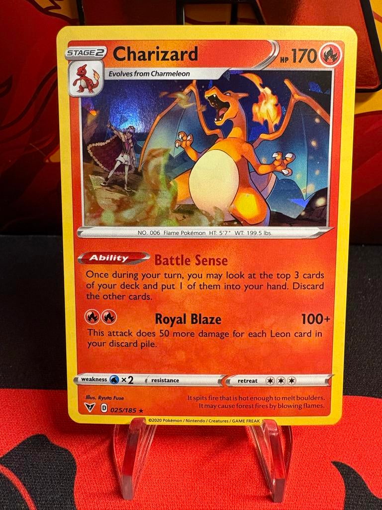 Pokémon Kaart Charizard 025/185 cracked ice holo, Hobby en Vrije tijd, Verzamelkaartspellen | Pokémon, Ophalen of Verzenden, Zo goed als nieuw