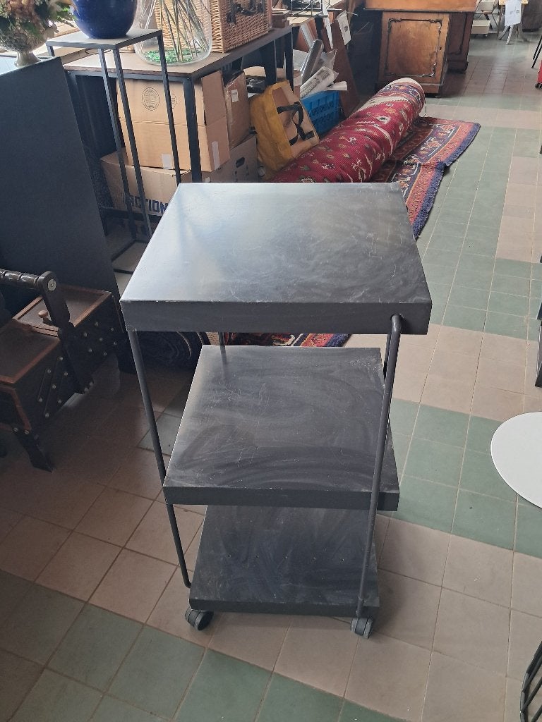 Zwarte metalen trolley bijzettafel roltafel  CS27266, Ophalen, Gebruikt, Trolley, Verrijdbaar