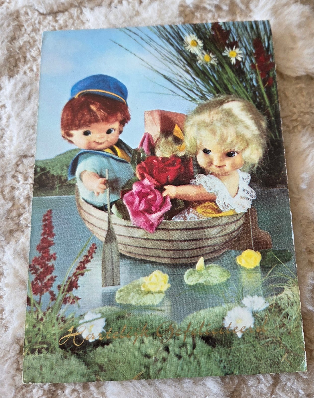 Poppen in Bootje met Bloemen, Verzenden, 1940 tot 1960, Gelopen, Kinderen