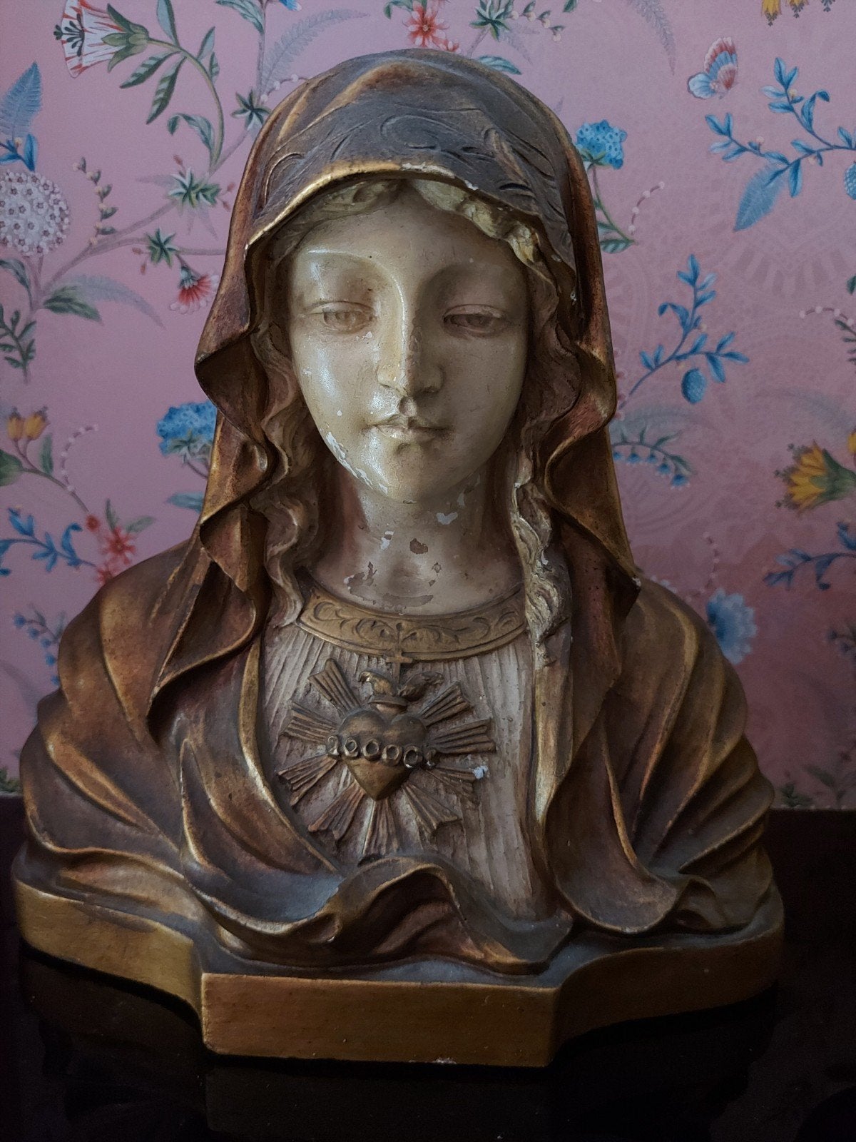 Antiek Mariabeeld Buste, Antiek en Kunst, Antiek | Religie, Ophalen of Verzenden