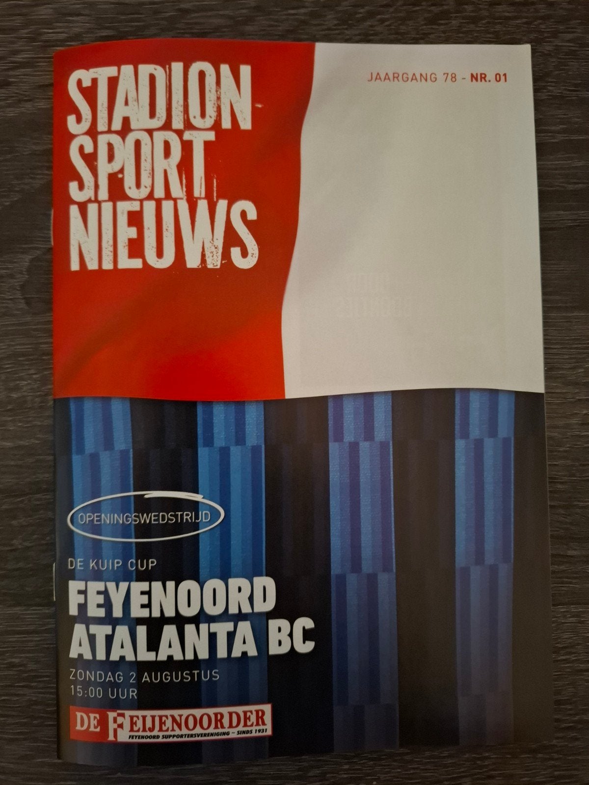 Programmaboekje Feyenoord - Atalanta BC 02.08.2026, Verzamelen, Ophalen of Verzenden, Nieuw, Feyenoord