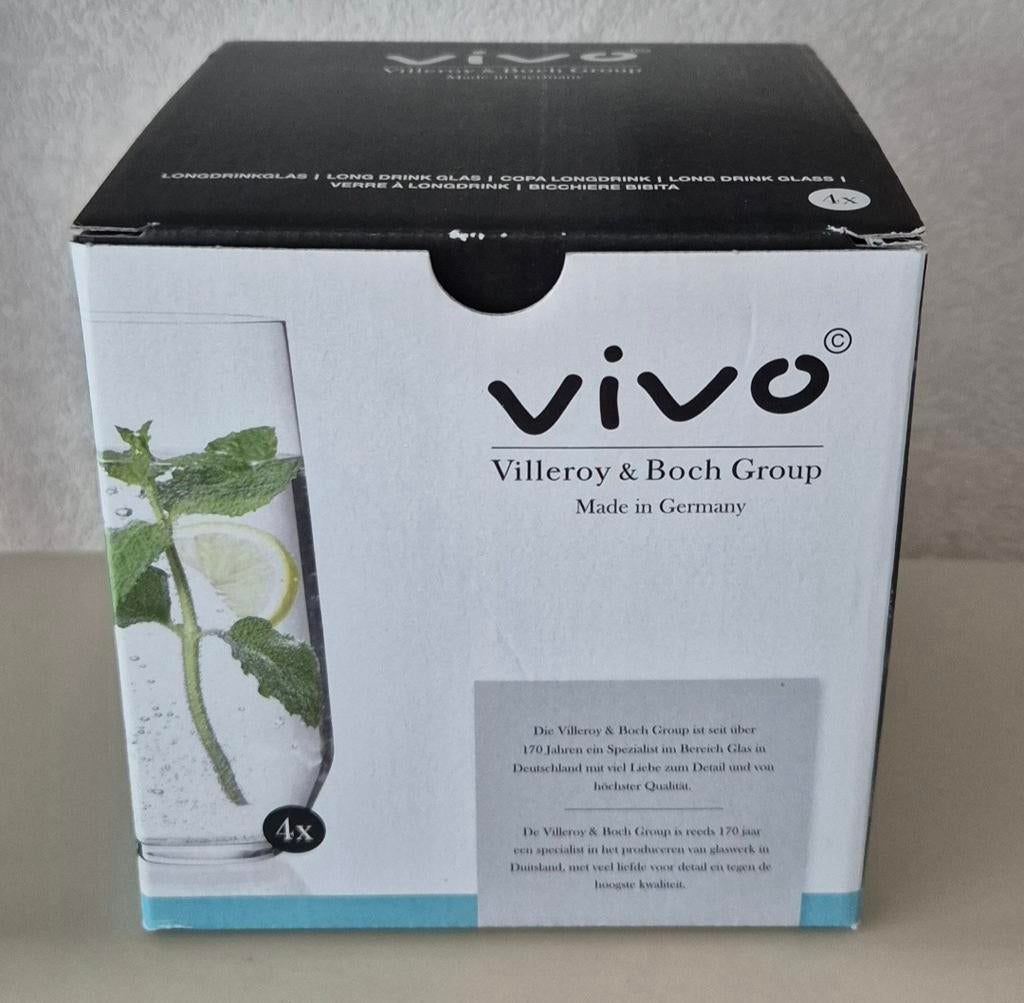 4 Vivo longdrink glazen NIEUW, Ophalen, Nieuw, Glas