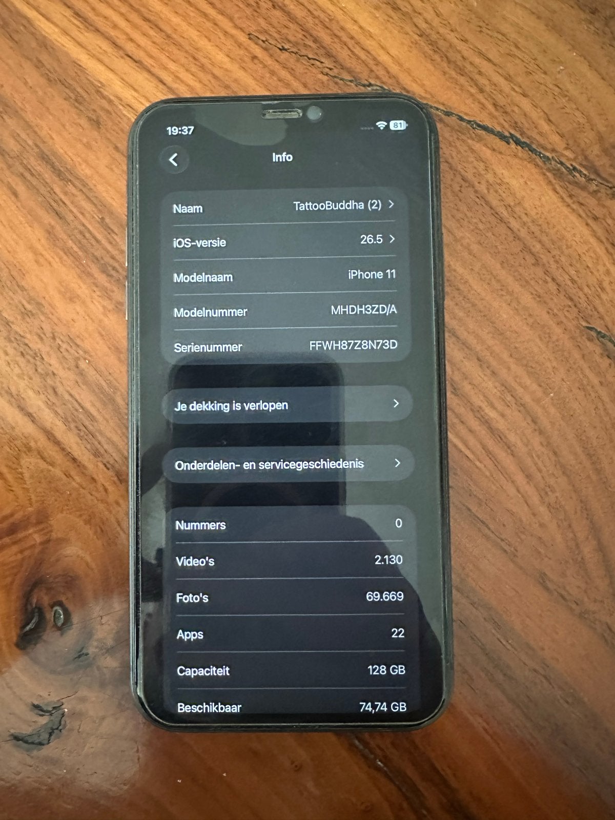 iPhone 11 128 GB - Batterij 74%, Zwart, 128 GB, Gebruikt, IPhone 11
