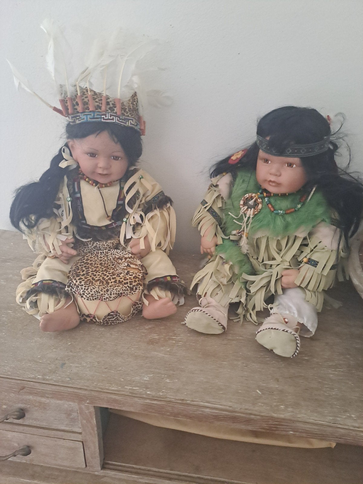 Twee Indianen babypoppen - uniek en handgemaakt, Verzamelen, Ophalen, Zo goed als nieuw, Babypop