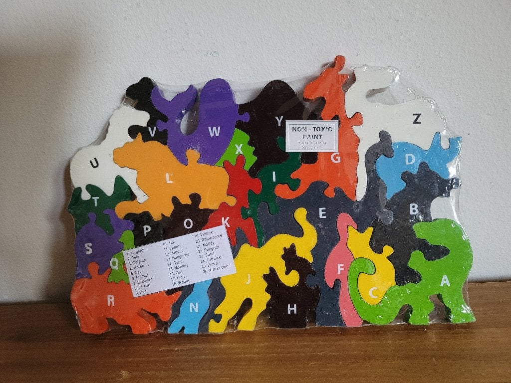 Puzzel Alfabet Dieren. Hout. Nieuw, Ophalen of Verzenden, 10 tot 50 stukjes, Nieuw, 4 tot 6 jaar