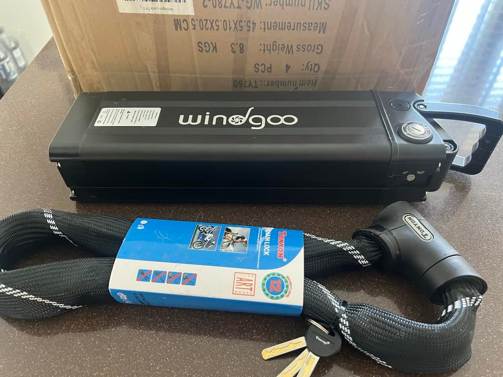 Nieuwe Wingoo E-bike Accu 36V13AH (468WH) met Kettingslot, Ophalen of Verzenden, Nieuw