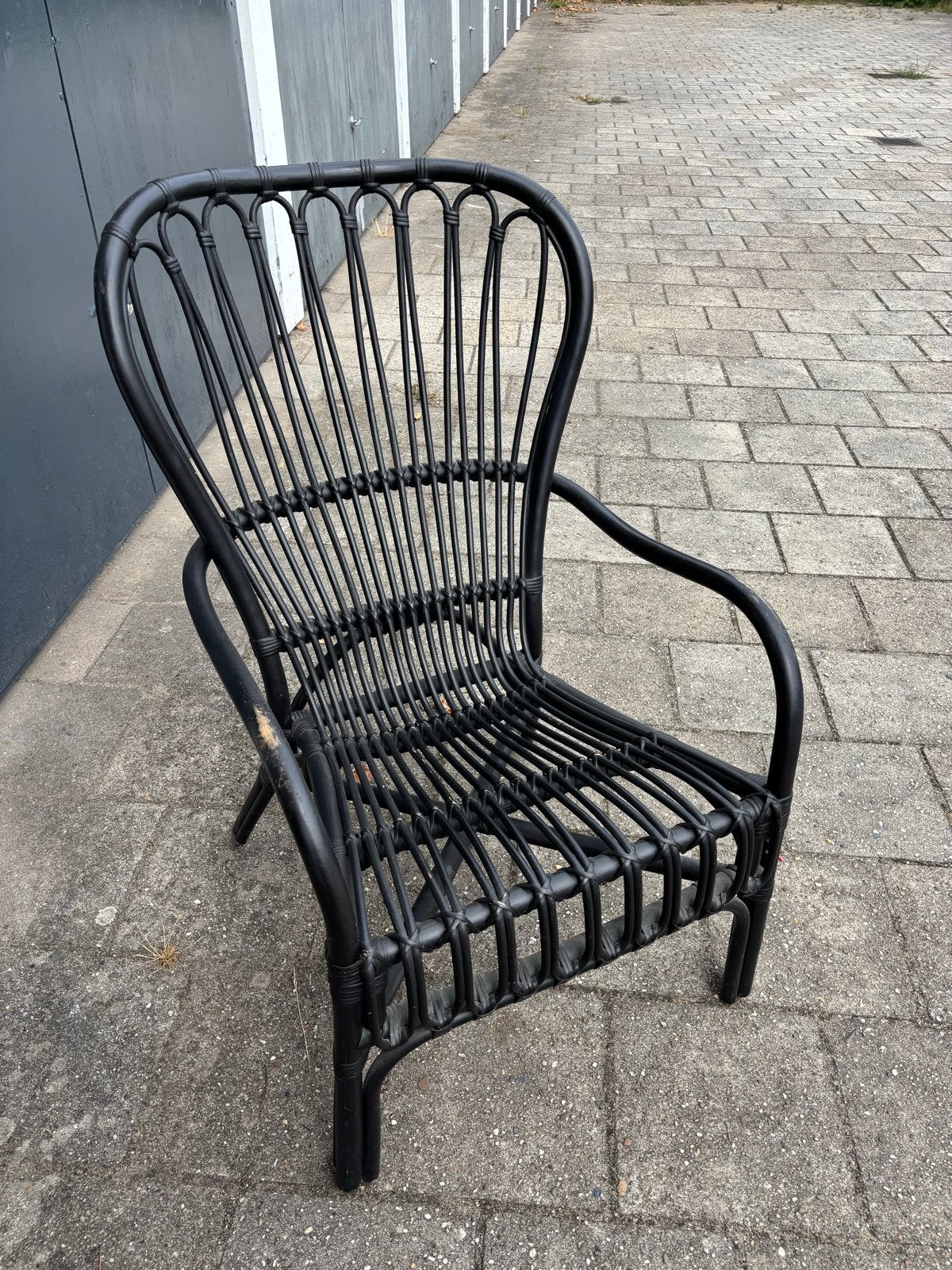 Sissi boy fauteuil - Zwart rotan stoel, Ophalen, Gebruikt, 50 tot 75 cm, Riet of Rotan