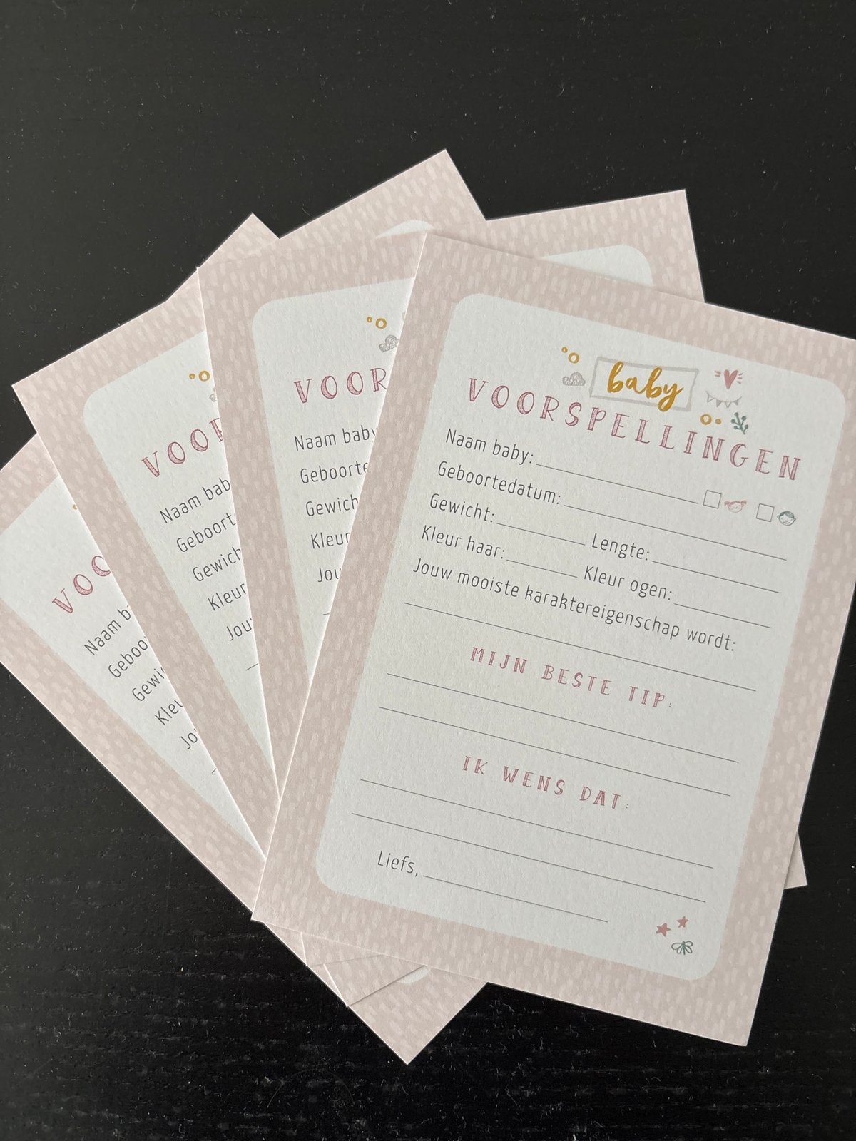 4 babyshower kaarten, Ophalen, Nieuw, Kraamcadeau