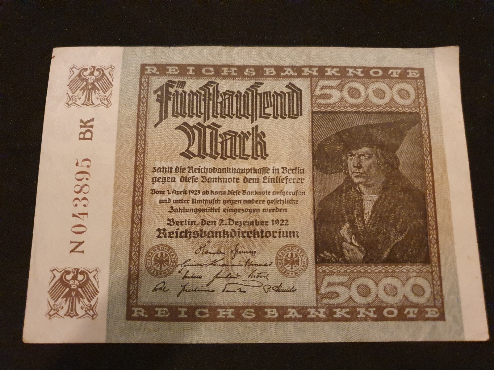 Duitse Reichsbanknote 5000 Mark 1922, Ophalen of Verzenden