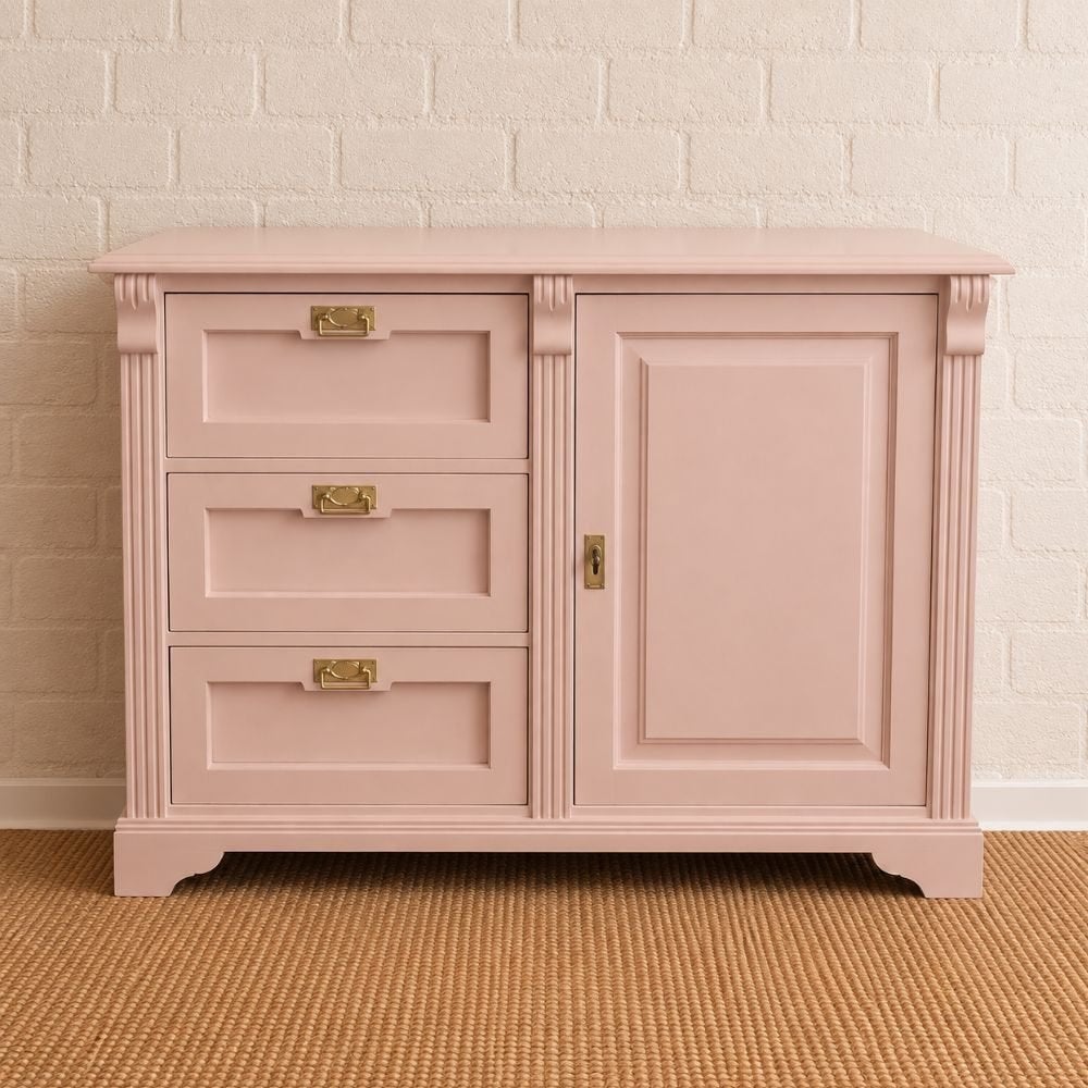 Rosalie Brocante Ladekast commode — Blush Pink, Ophalen, 50 tot 70 cm, 100 cm of meer, Zo goed als nieuw