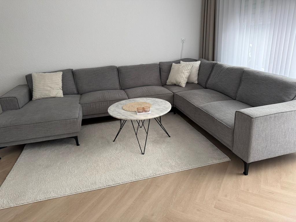 Grote hoekbank met eettafel en salontafel, Huis en Inrichting, Banken | Bankstellen, Ophalen, Gebruikt, Hoekbank, 75 tot 100 cm