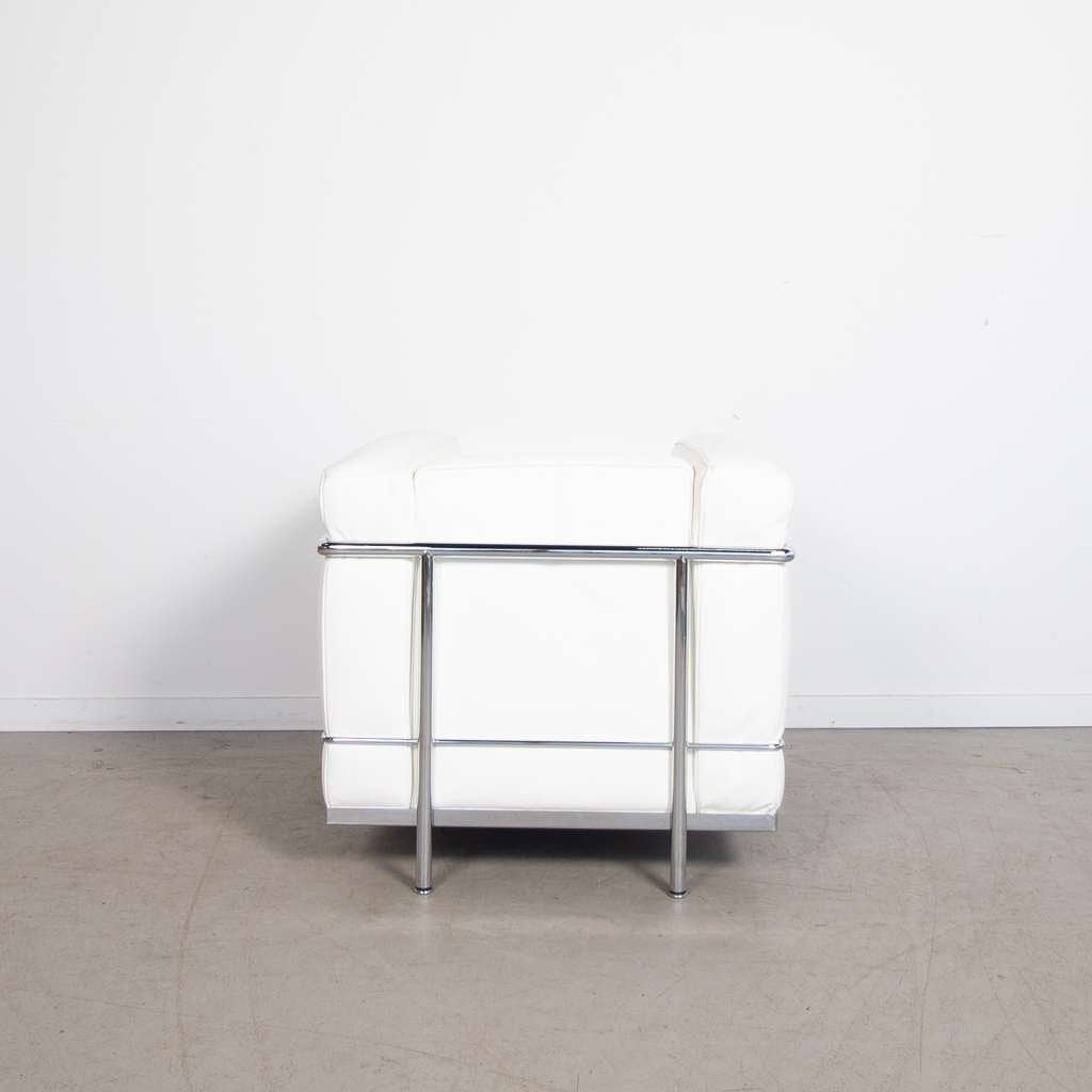 4x Cassina LC2 Fauteuil Wit Leer, Niet ingevuld, Minder dan 75 cm, Niet ingevuld, Leer