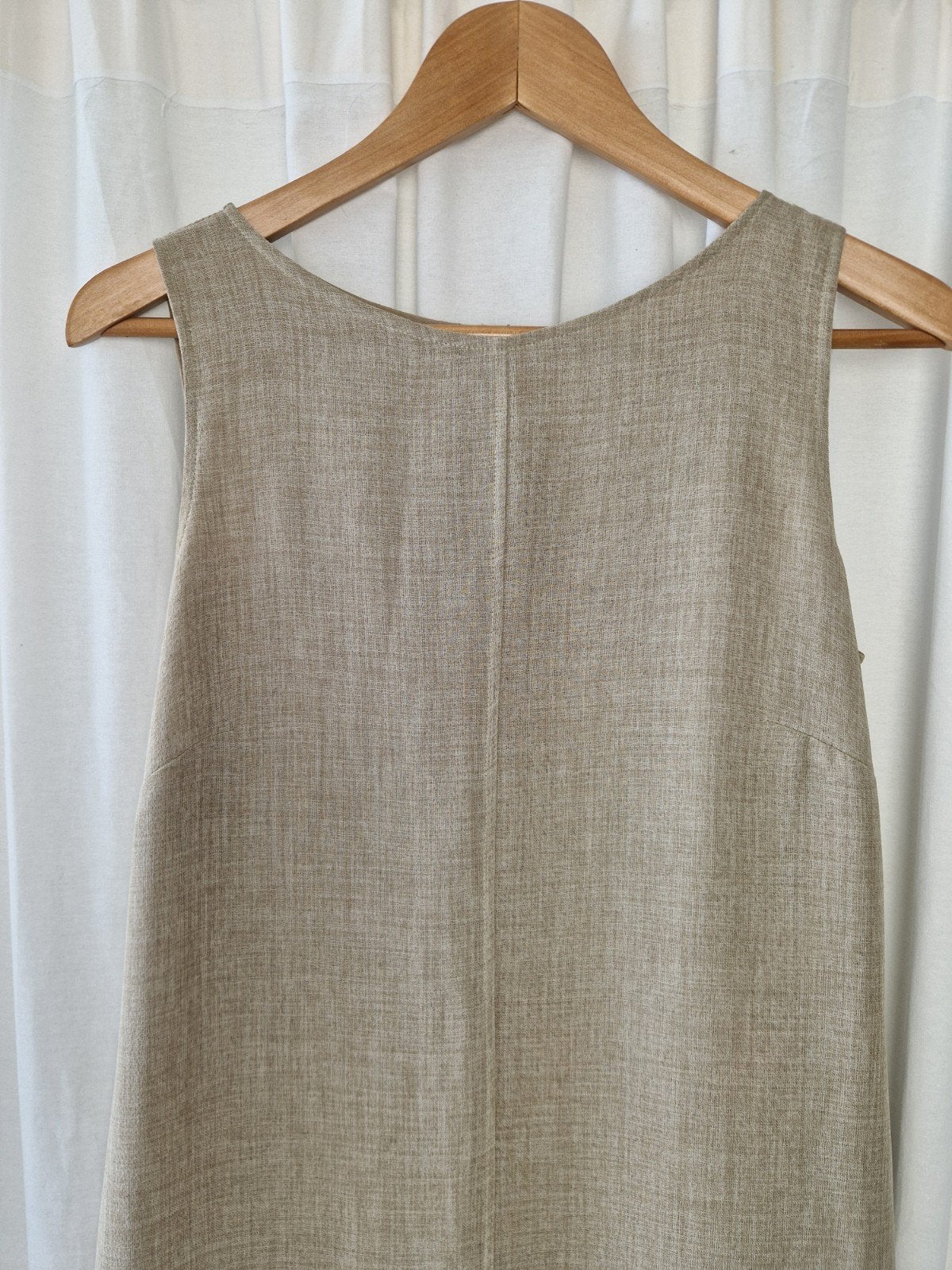 Vintage St Michael van Marks & Spencer linnen-look maxi jurk, Kleding | Dames, Jurken, Verzenden, Beige, Marks & spencer, Zo goed als nieuw