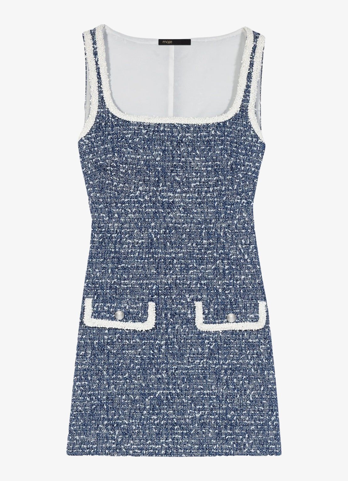 Maje Paris Tweed Mini Jurk Blauw/Wit – Maat 36 (S) – Nieuw, Zo goed als nieuw, Maat 36 (S), Boven de knie, Verzenden