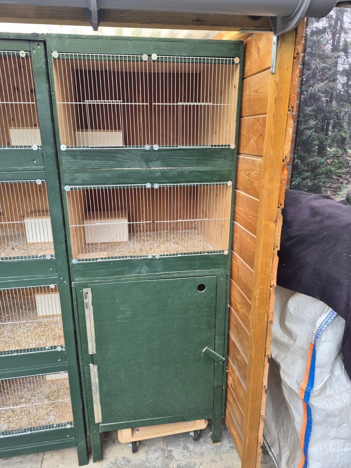 Dubbele kooi met onderkast, Ophalen, Hout, Vogelkooi