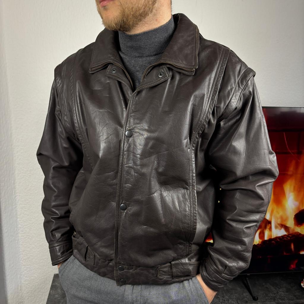 Vintage leren Harrington-jas in maat L, Verzenden, Zo goed als nieuw, Maat 52/54 (L)