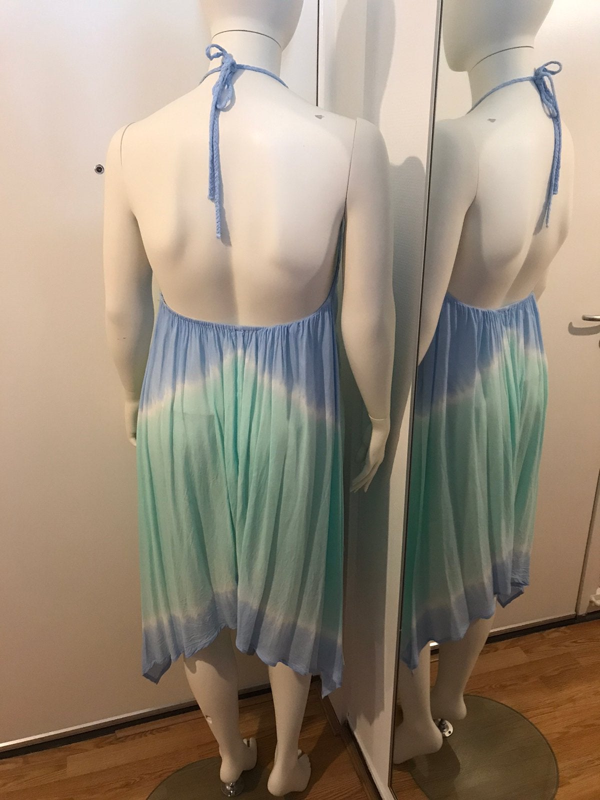 Bali tie dye jurk mouwloos halter beach lounge dress, Maat 46/48 (XL) of groter, Zo goed als nieuw, Onder de knie, Verzenden