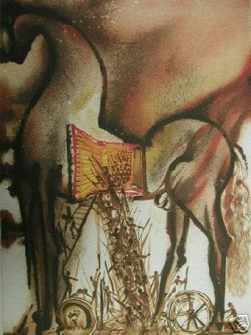 Salvador Dalí (1904) Lithografie "Cheval de Troie " Ges Gel, Gesigneerd in de plaat, Ophalen of Verzenden, Lithografie, Dieren en Natuur