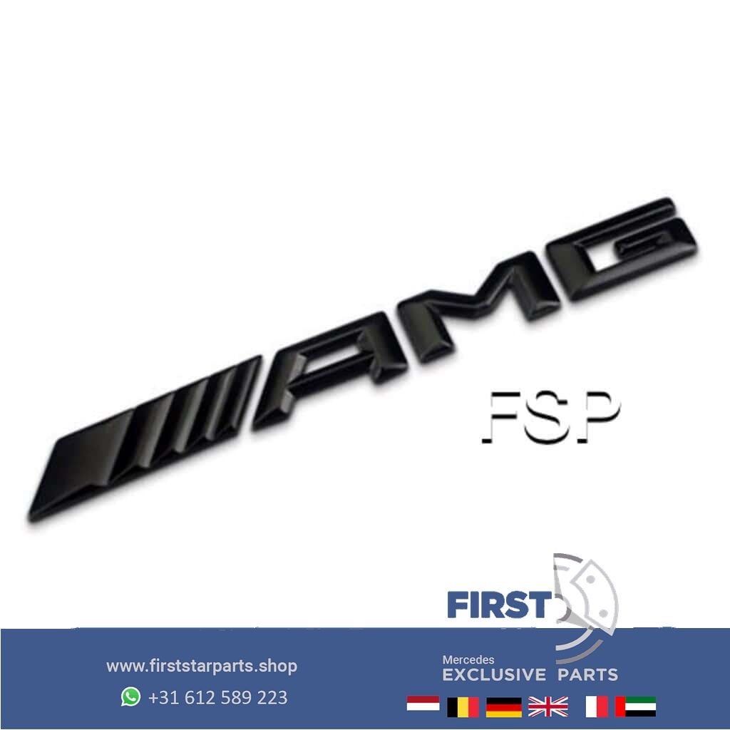AMG LOGO KOFFERBAK EMBLEEM ACHTERKLEP LETTERS ZWART / CHROOM, Gebruikt, -, Ophalen of Verzenden, Achter