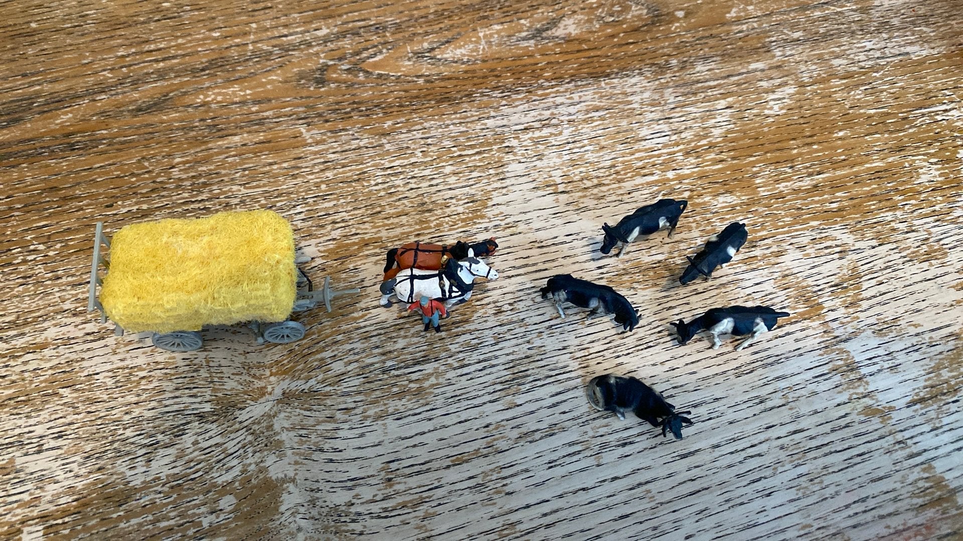 H0 Hooiwagen met span paarden, leidsman en 5 koeien, Overige merken, Gelijkstroom of Wisselstroom, Overige typen, Ophalen of Verzenden