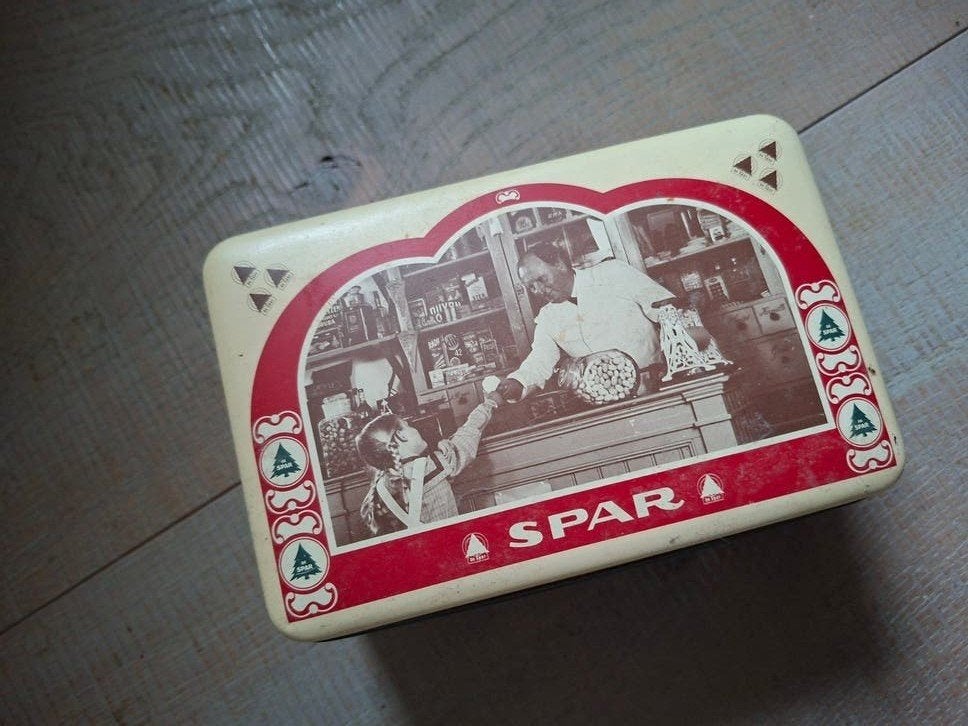 Vintage oud blik van De Spar, Verzamelen, Ophalen of Verzenden, Gebruikt, Overige