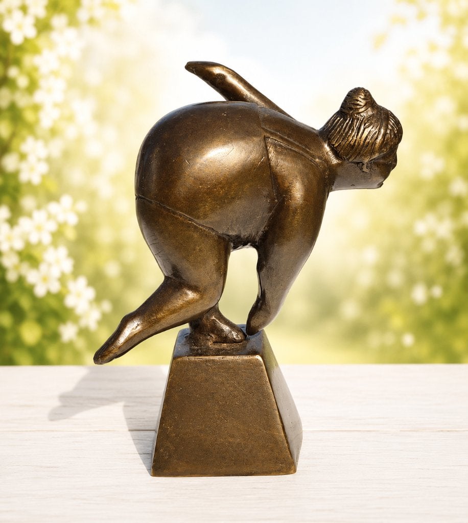 DIKKE DAME / bronzen beeld / gebogen, Ophalen of Verzenden, Handgemaakt, Brons, Beeld