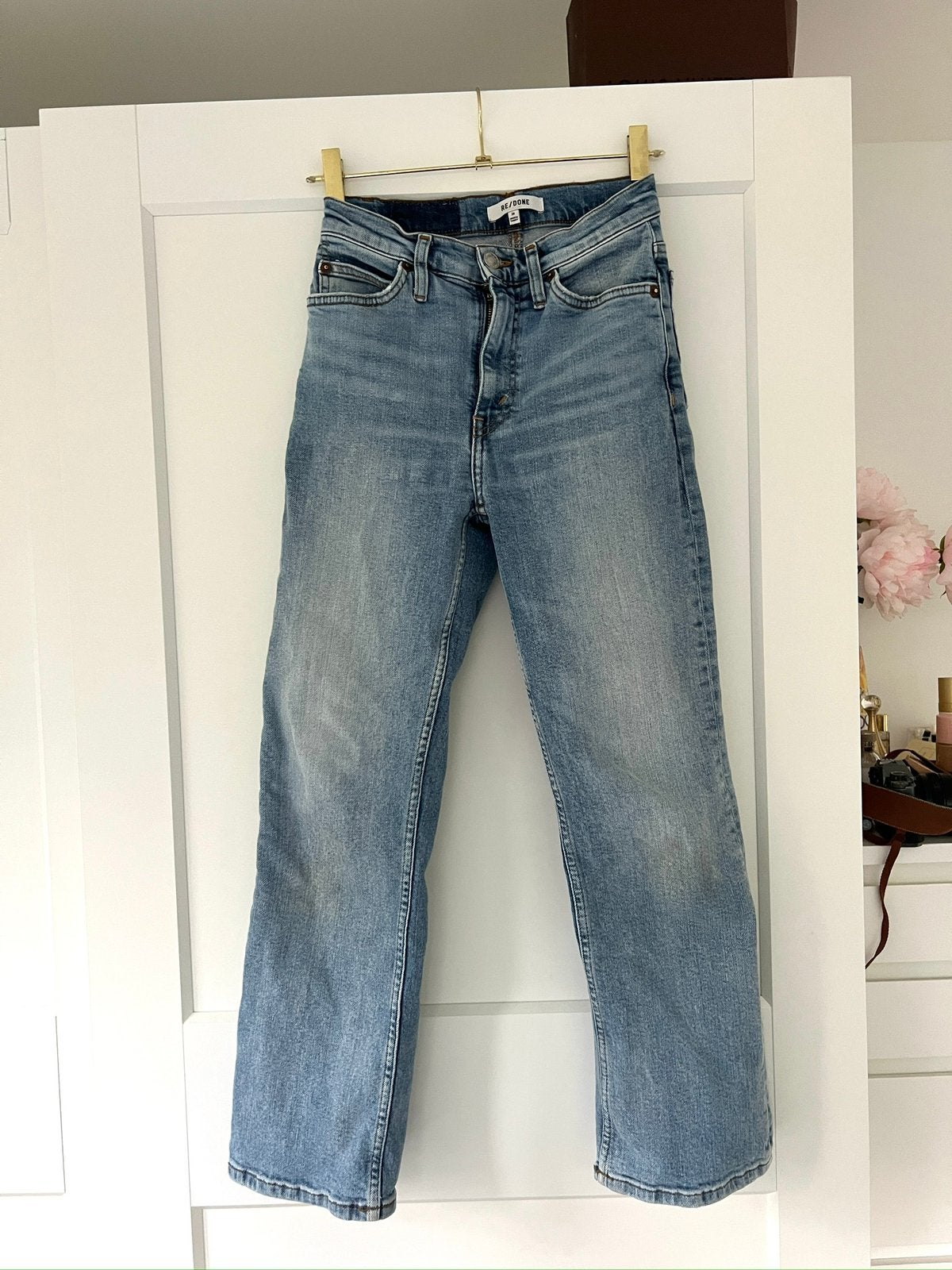 Re/done cropped jeans W24, Ophalen of Verzenden, Zo goed als nieuw, Blauw, W27 (confectie 34) of kleiner