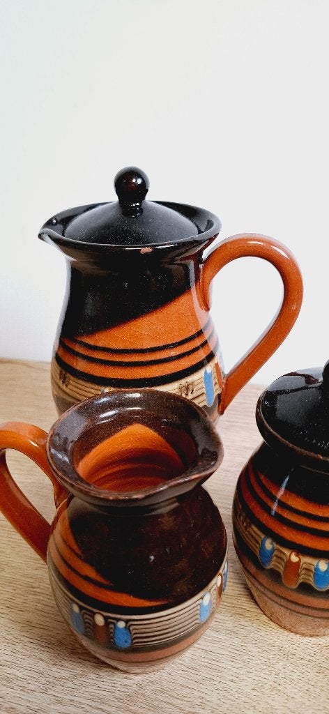 Vintage Keramiek Thee servies Handbeschilderd, Antiek en Kunst, Ophalen