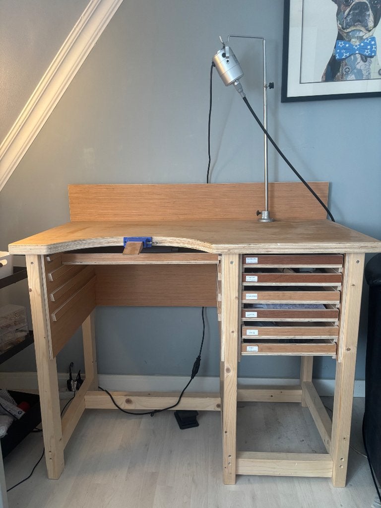 Stavelij Goudsmid + hangmotor, Ophalen, Zo goed als nieuw, 70 tot 120 cm, Bankschroef