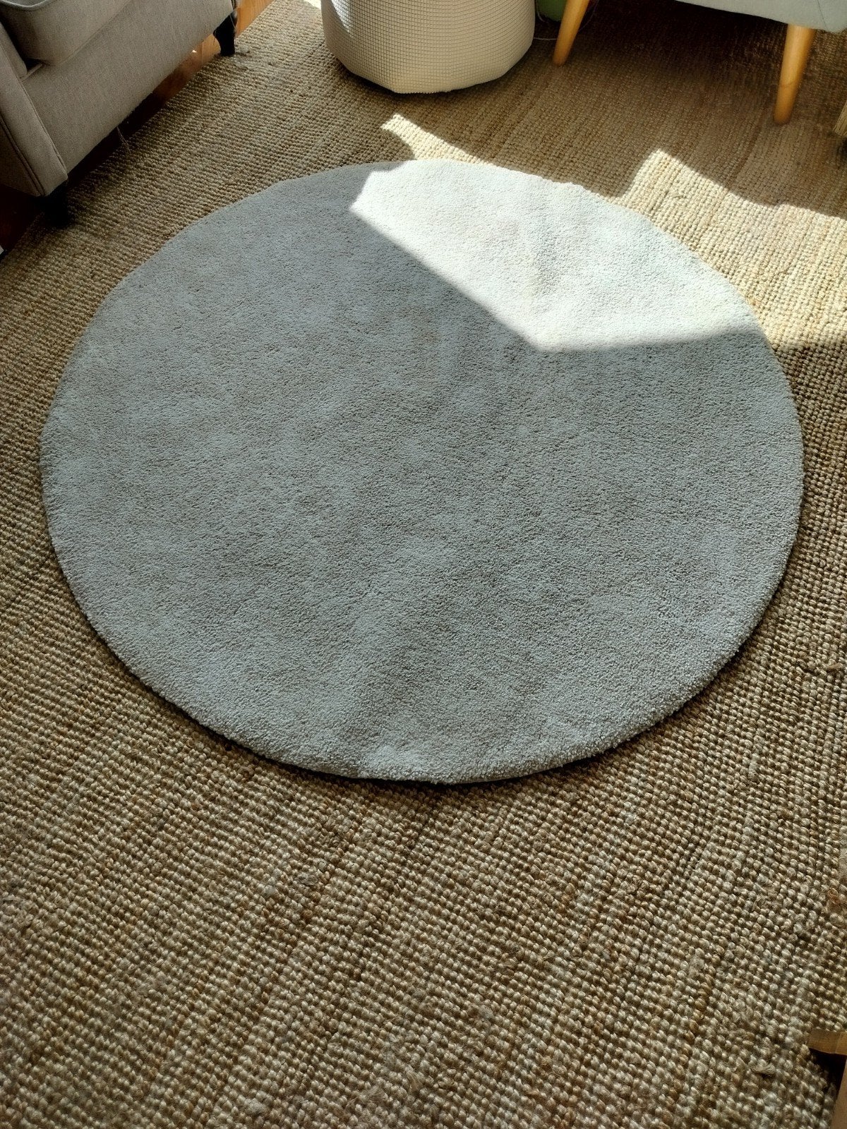 beige/ creme rond kleed Stoense laagpolig 130cm, Ophalen, Beige, Rond, Zo goed als nieuw