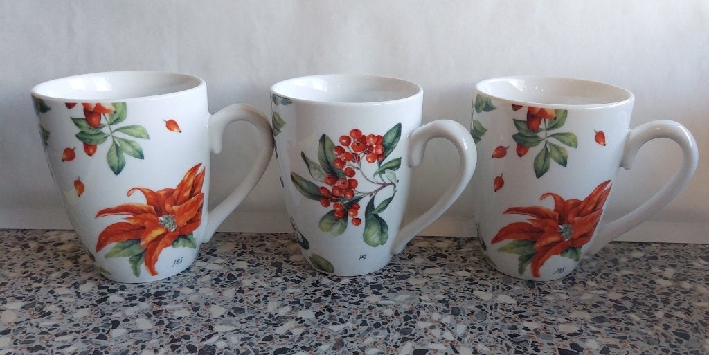 3 Janneke Brinkman-Salentijn Mok Senseo Seasons en Kerst, Ophalen of Verzenden, Zo goed als nieuw, Overige stijlen, Kop(pen) en/of Schotel(s)