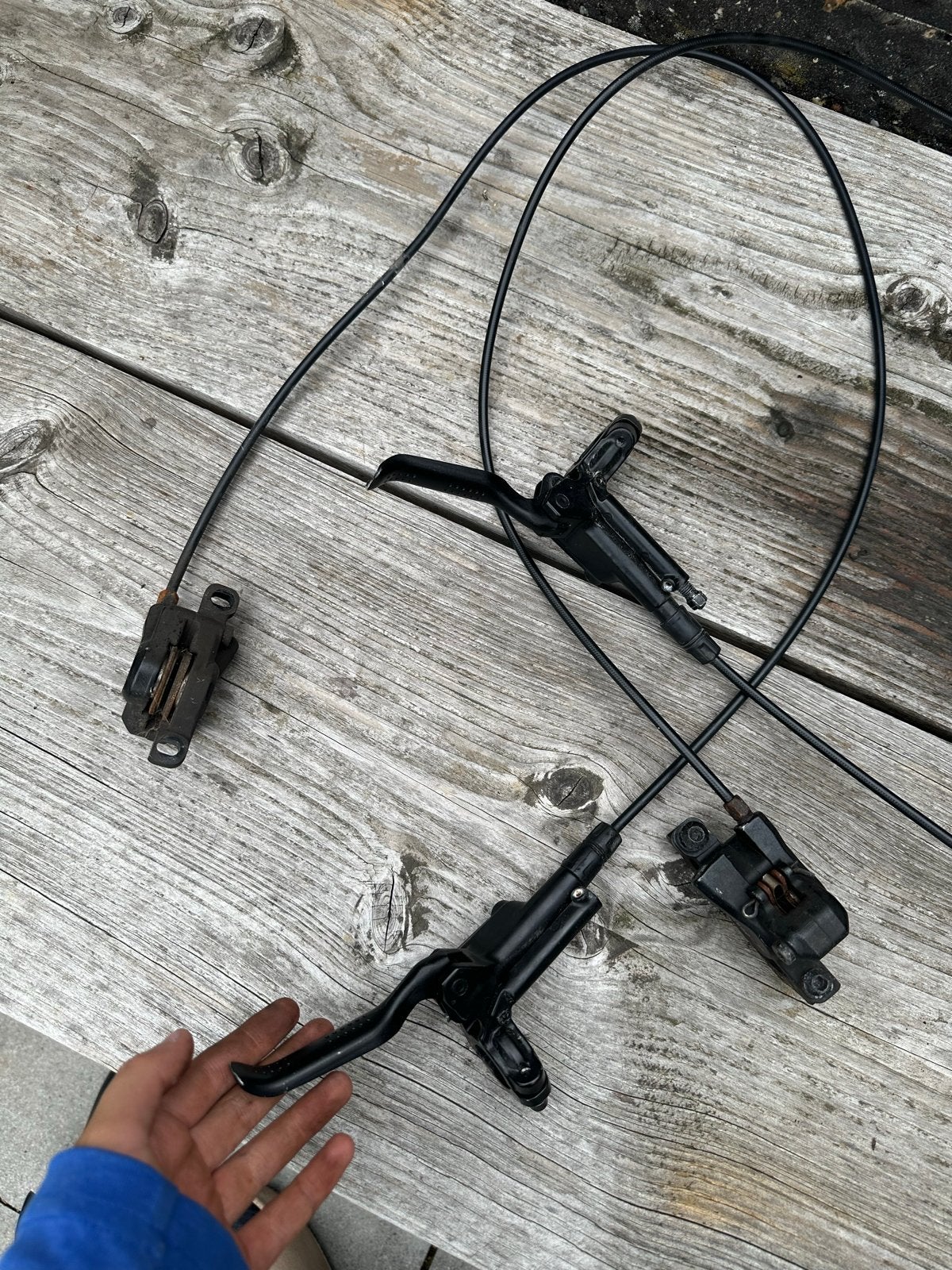 Hydraulische schijfremmen 160mm - olie nodig, lichte roest, Ophalen, Gebruikt, Remmen