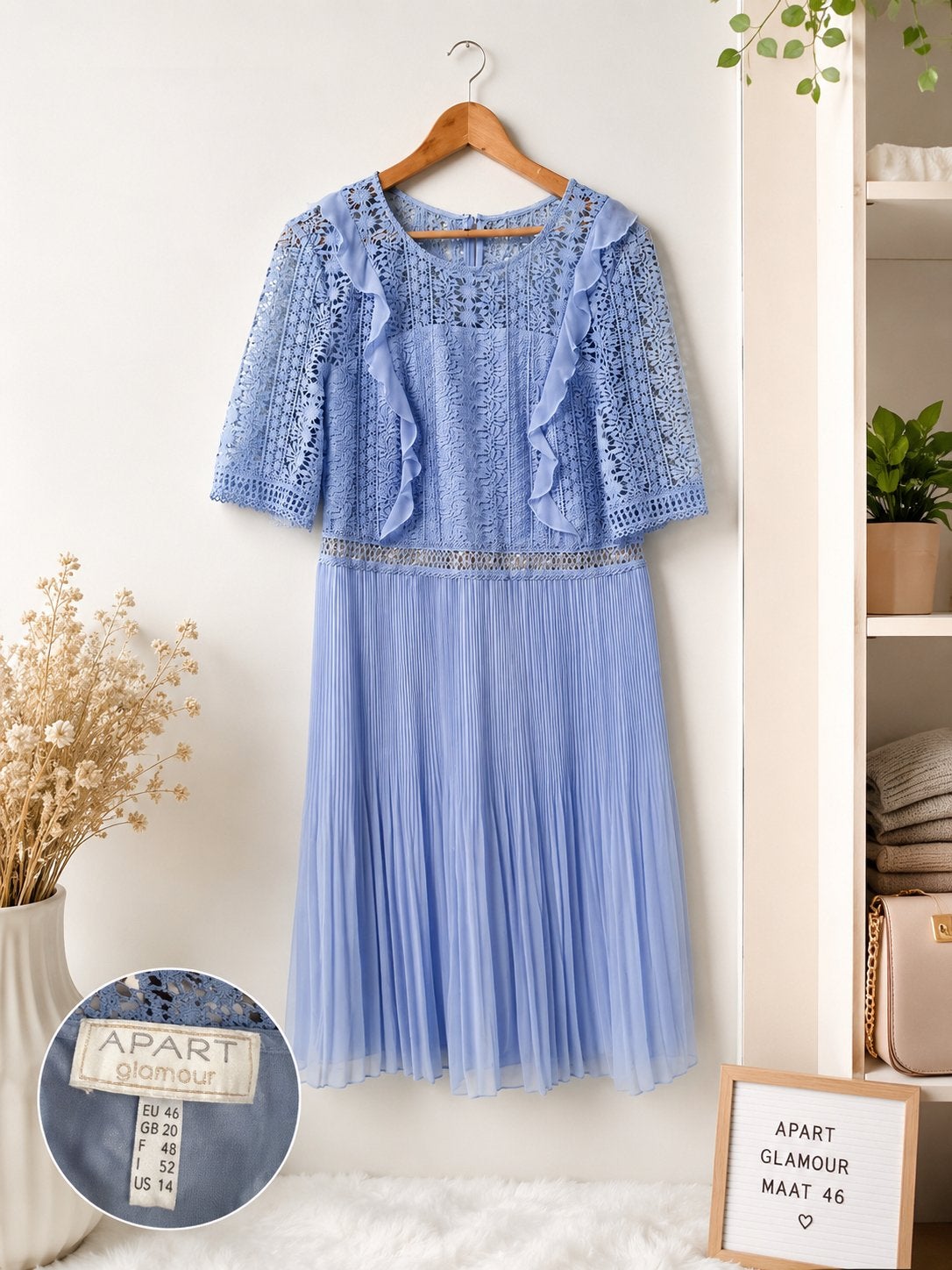 Apart Glamour Kanten Jurk - Maat 46, Kleding | Dames, Blauw, Maat 46/48 (XL) of groter, Ophalen of Verzenden, Zo goed als nieuw