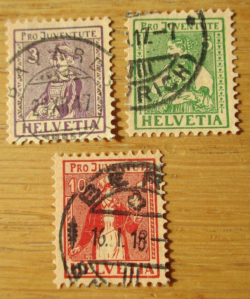 Zwitserland, serie Pro Juventute, klederdracht, 1917, Ophalen of Verzenden, Gestempeld