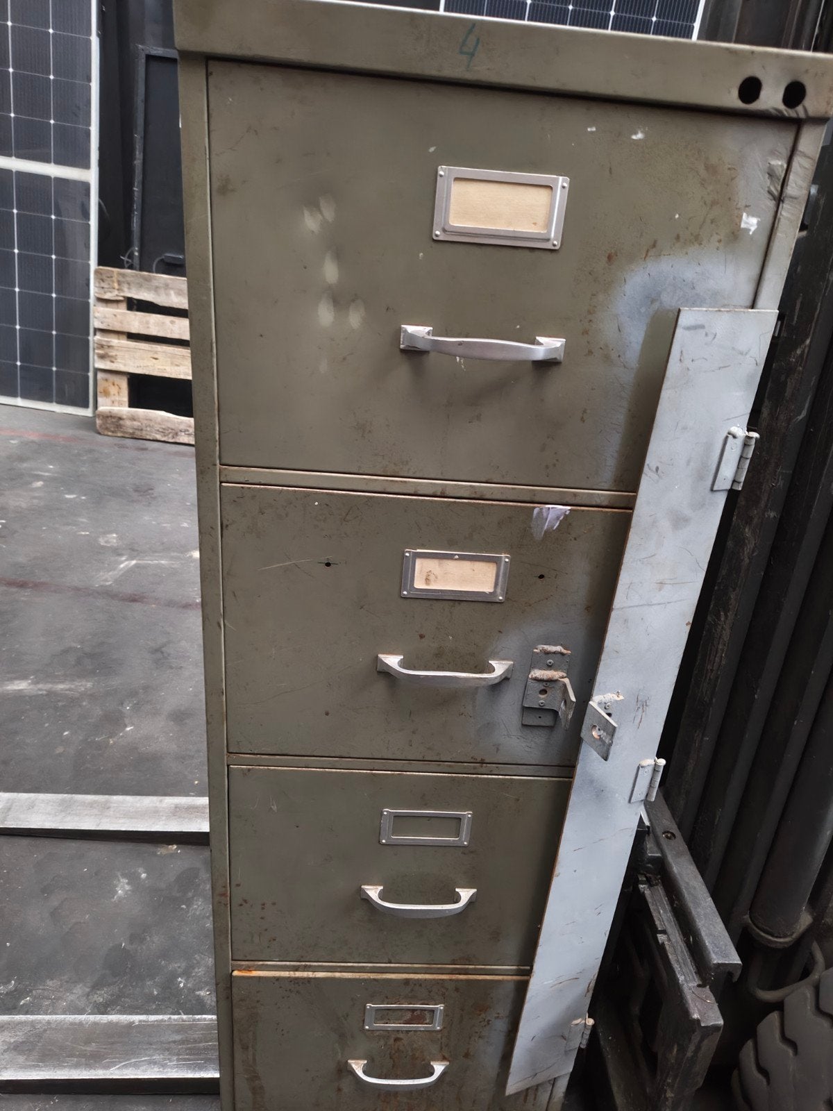 Stalen Archiefkast - 4 Laden, Afsluitbaar, Vintage, Ophalen, Gebruikt