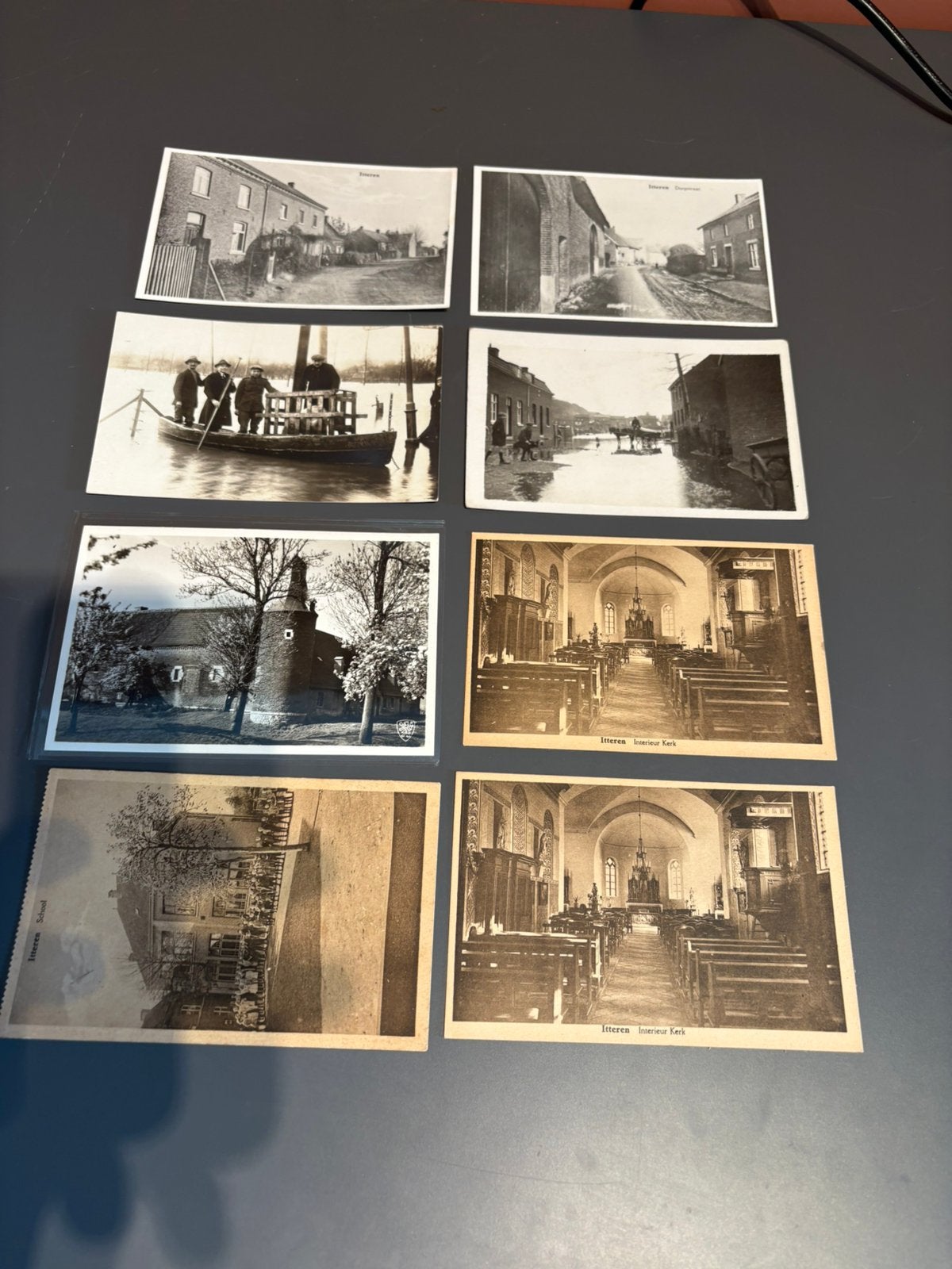 Oude ansichtkaarten en foto’s Itteren –school, overstroming, Verzenden