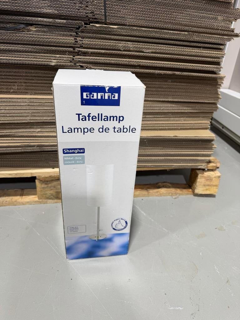 Gamma Tafellamp Shanghai Nikkel-Ecru, Ophalen of Verzenden, Nieuw, Metaal, 50 tot 75 cm