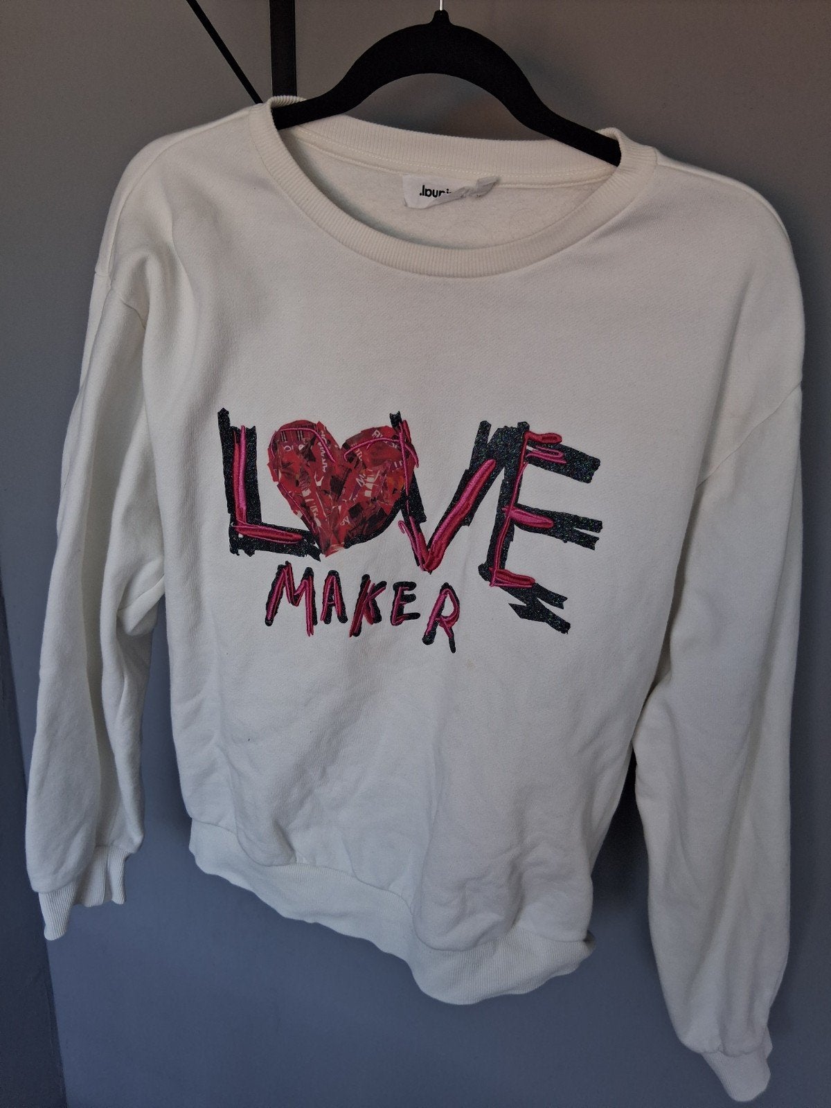 Desigual trui met 'LOVE MAKER' print, Kleding | Dames, Truien en Vesten, Wit, Maat 42/44 (L), Ophalen of Verzenden, Desigual