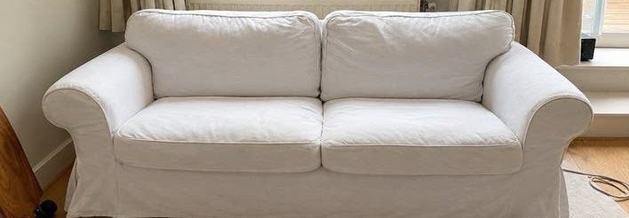 IKEA Ektorp tweezitsbank met 2 hoezen (wit en antraciet), Ophalen, Gebruikt, 150 tot 200 cm, Tweepersoons