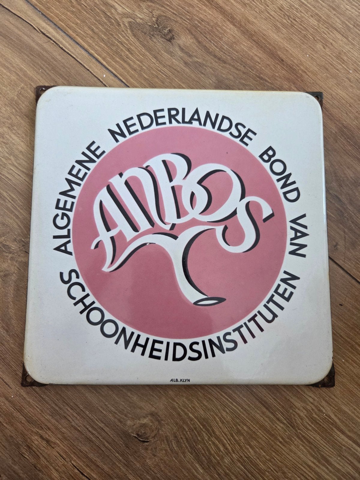Emaille bord anbos, Ophalen of Verzenden