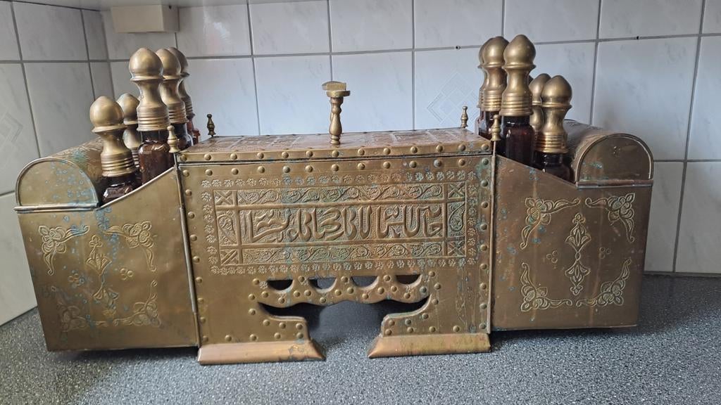 Vintage Turkse schoenpoetsdoos van messing, Ophalen