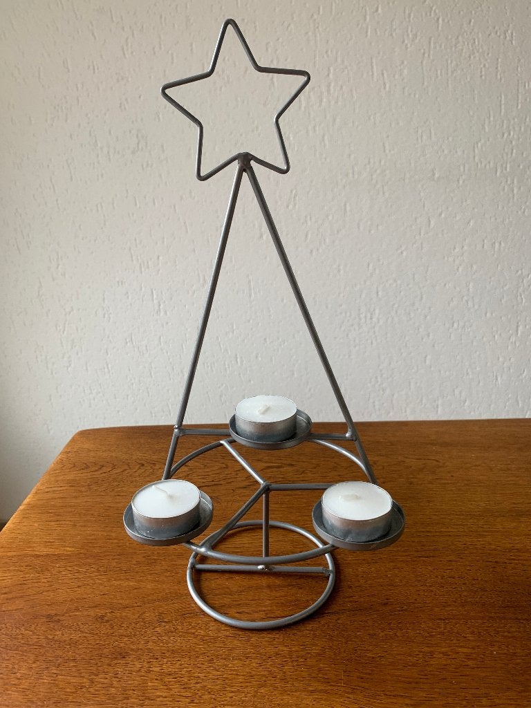 Metalen 'Kerstboom' met Ster en Waxinelichtjes Nieuw, Diversen, Kerst, Ophalen of Verzenden, Nieuw