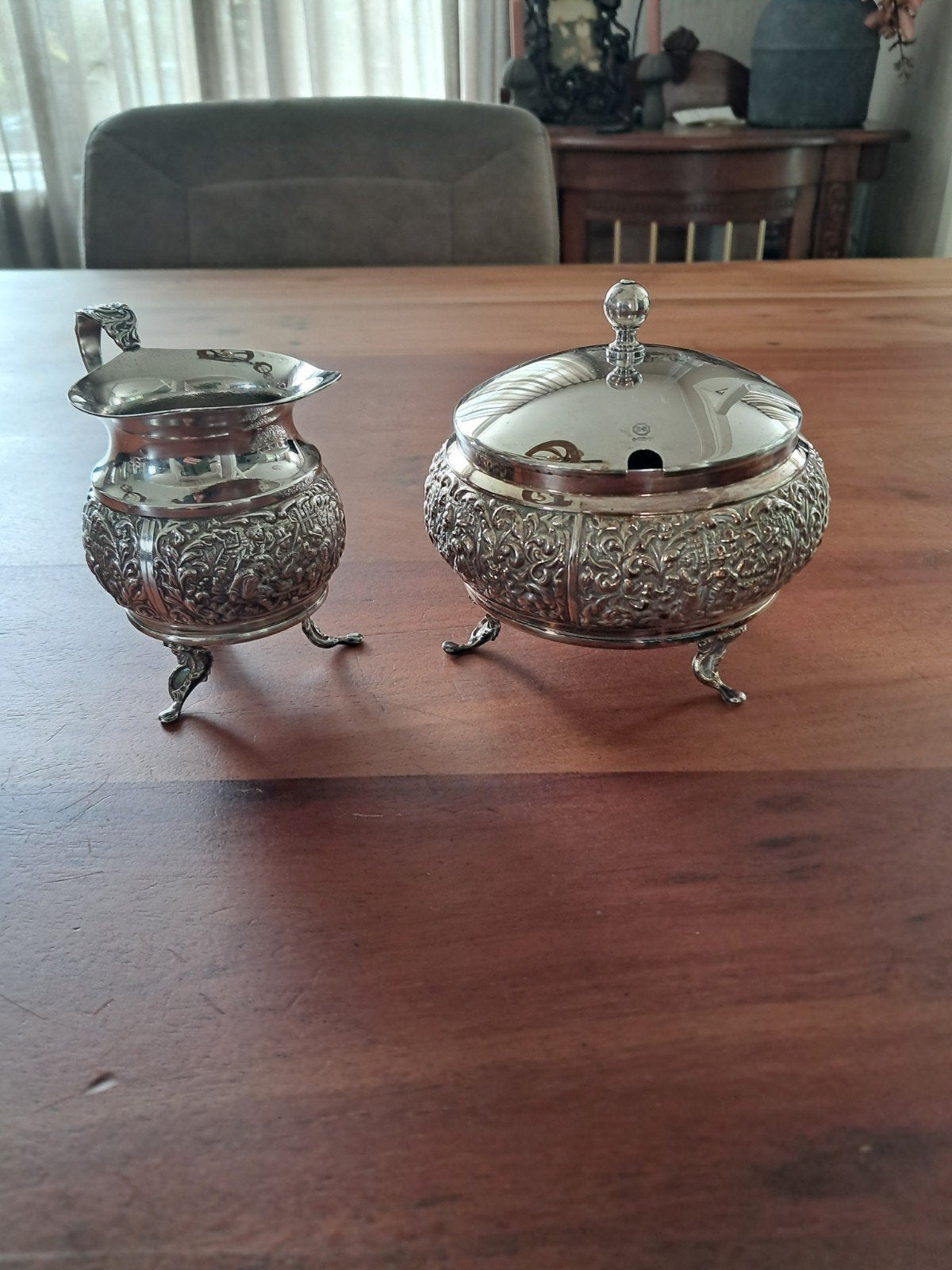 Verzilverd Douwe Egberts 90 Suikerpot en Melkkan Set, Ophalen of Verzenden