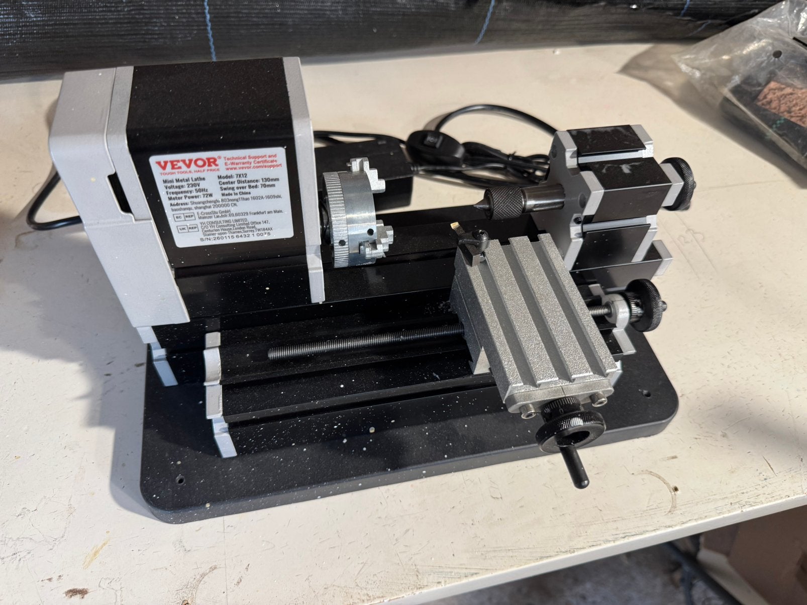 Vevor 7X12 mini draaibank voor kleine materialen., Ophalen of Verzenden, Zo goed als nieuw, Elektrisch, Bovenfrees