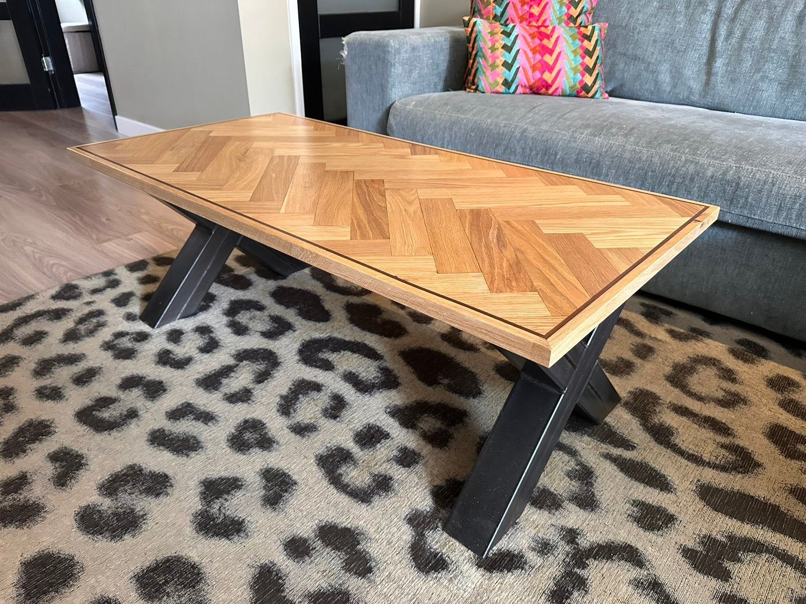 Salontafel Eiken Visgraat 120x60, Huis en Inrichting, Tafels | Salontafels, Ophalen, 100 tot 150 cm, 50 tot 100 cm, Zo goed als nieuw