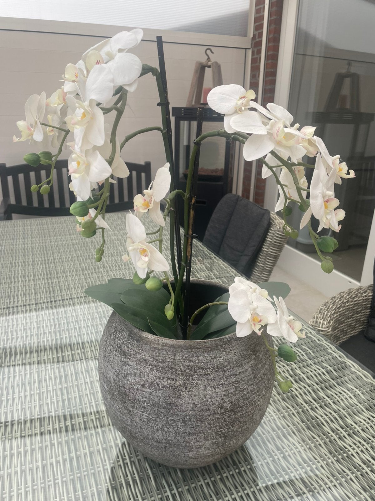 Kunst Orchidee in Pot - Wit, Huis en Inrichting, Woonaccessoires | Kunstplanten en Kunstbloemen, Nieuw, Kunstplant, Wit, Kunststof
