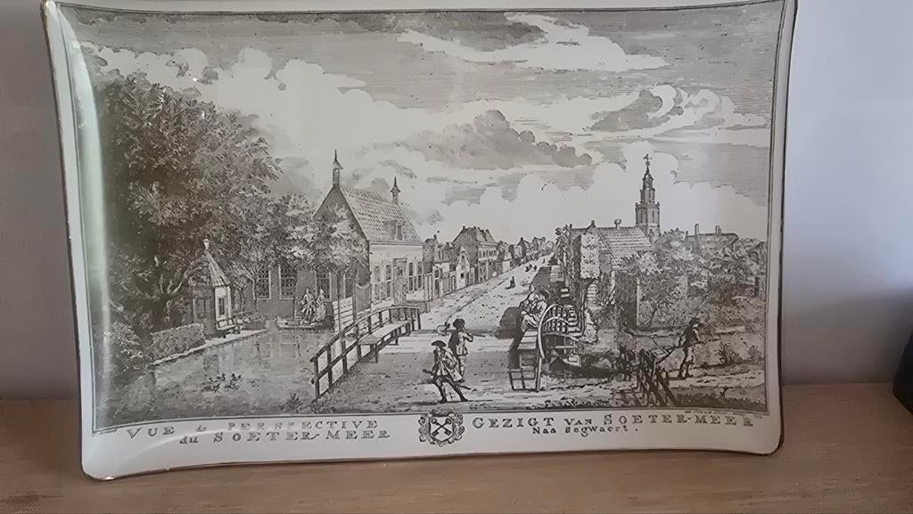 Antieke schaal met gezicht op Soetermeer, Antiek en Kunst, Antiek | Wandborden en Tegels, Ophalen of Verzenden
