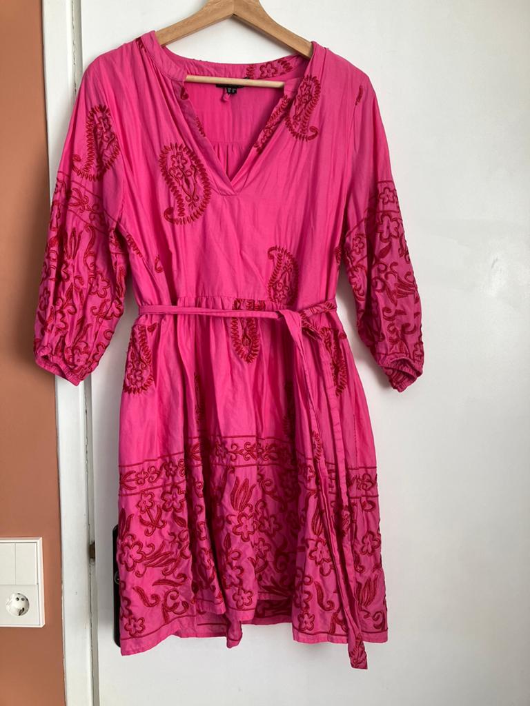 Zomerjurk jurk knal roze boho katoen L/40, Maat 38/40 (M), Ophalen of Verzenden, Zo goed als nieuw, Roze