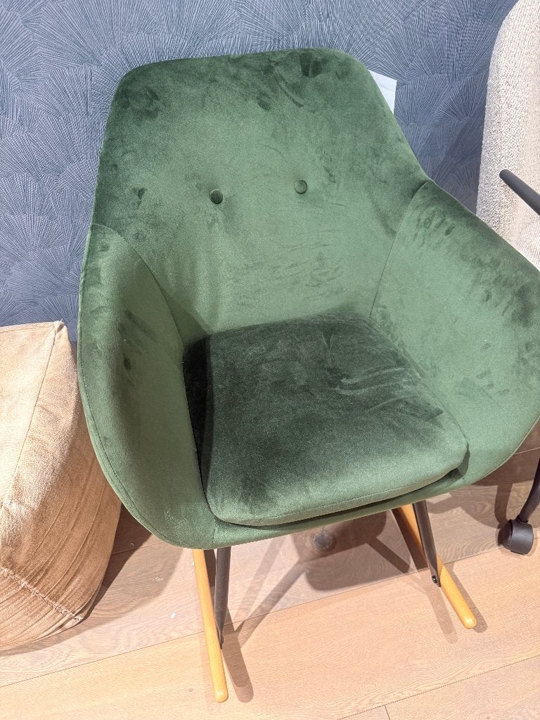 Kidsmill Liv Schommelstoel Velours Forest Green NU €99, Ophalen, Overige kleuren, Zo goed als nieuw, Kidsmill schommelstoel