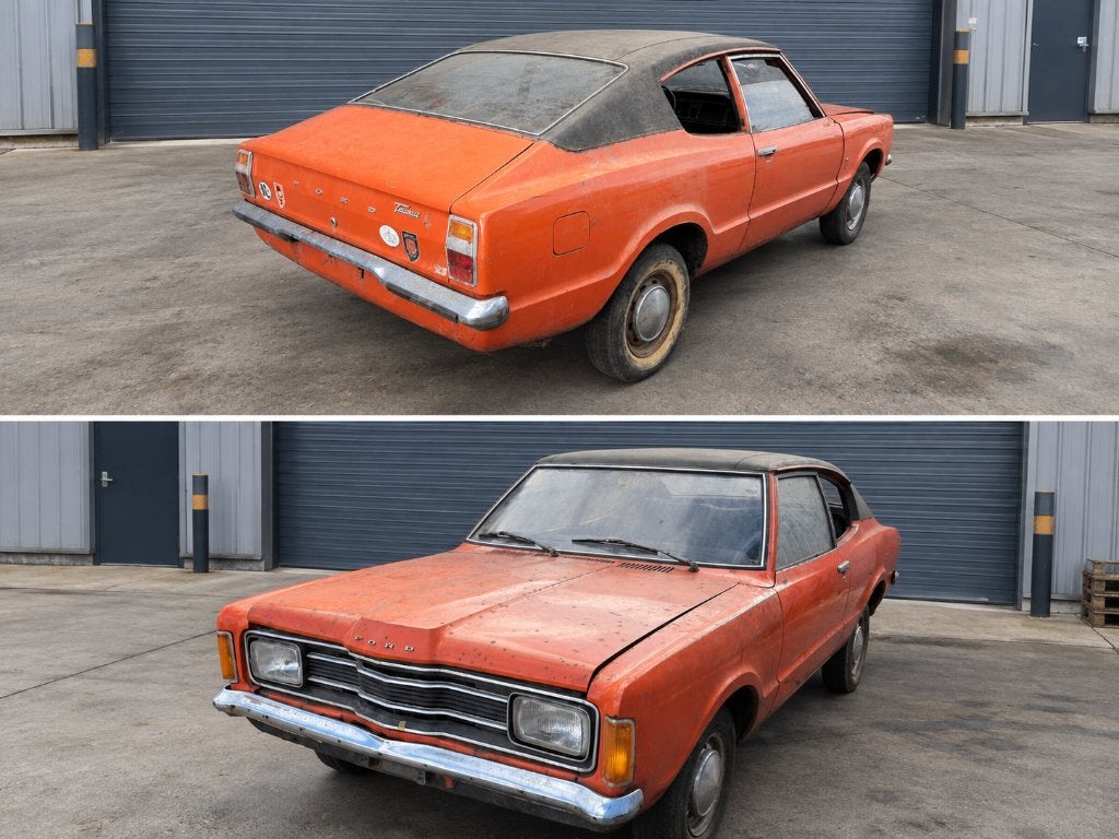 Schuurvondst Ford Taunus 1.6 coupe L 1974, Auto's, Achterwielaandrijving, Zwart, Overige kleuren, 1600 cc